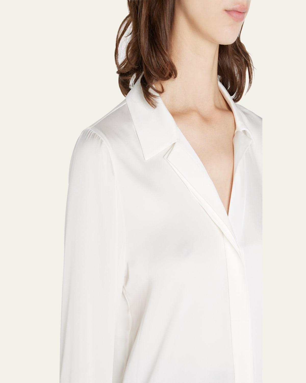 Liv Split-Cuff Stretch Silk Blouse