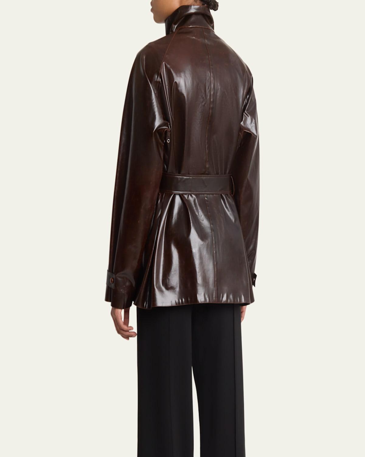 Finch Belted Lacquered Cotton Raincoat