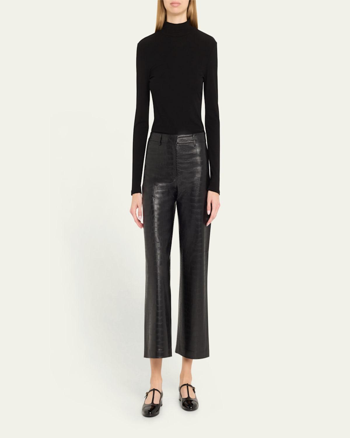 Bronte Cropped Crocodile Vegan Leather Pants