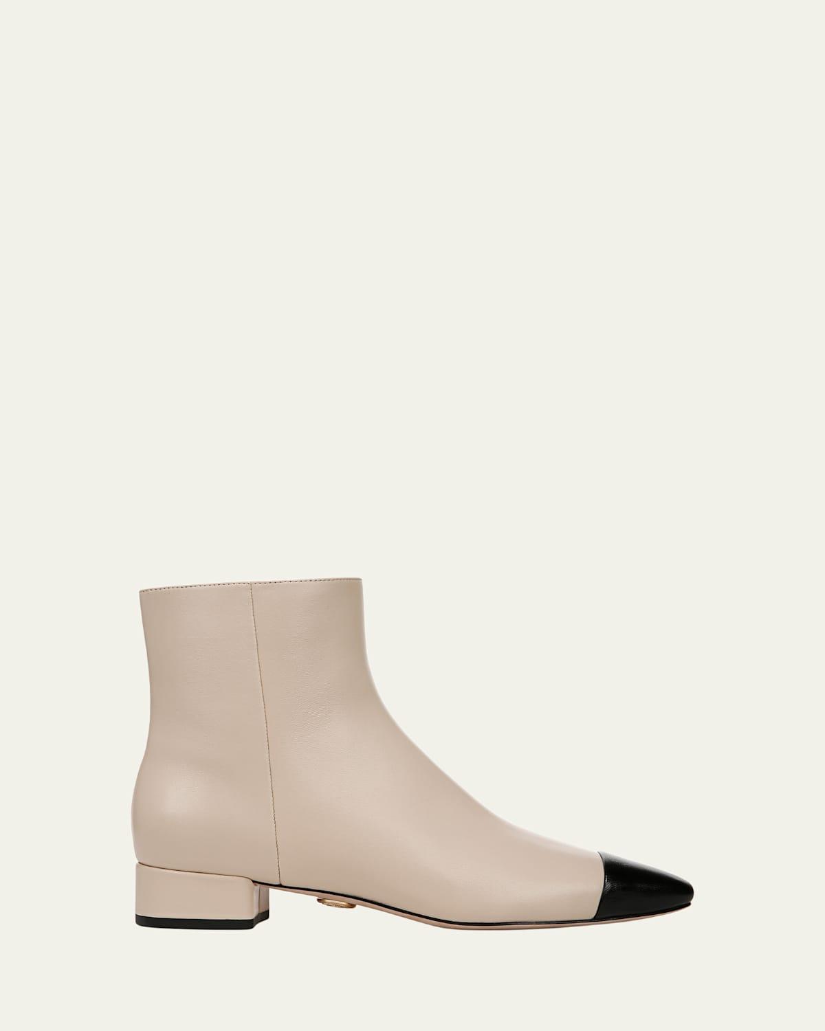 Cecile Bicolor Cap-Toe Ankle Booties