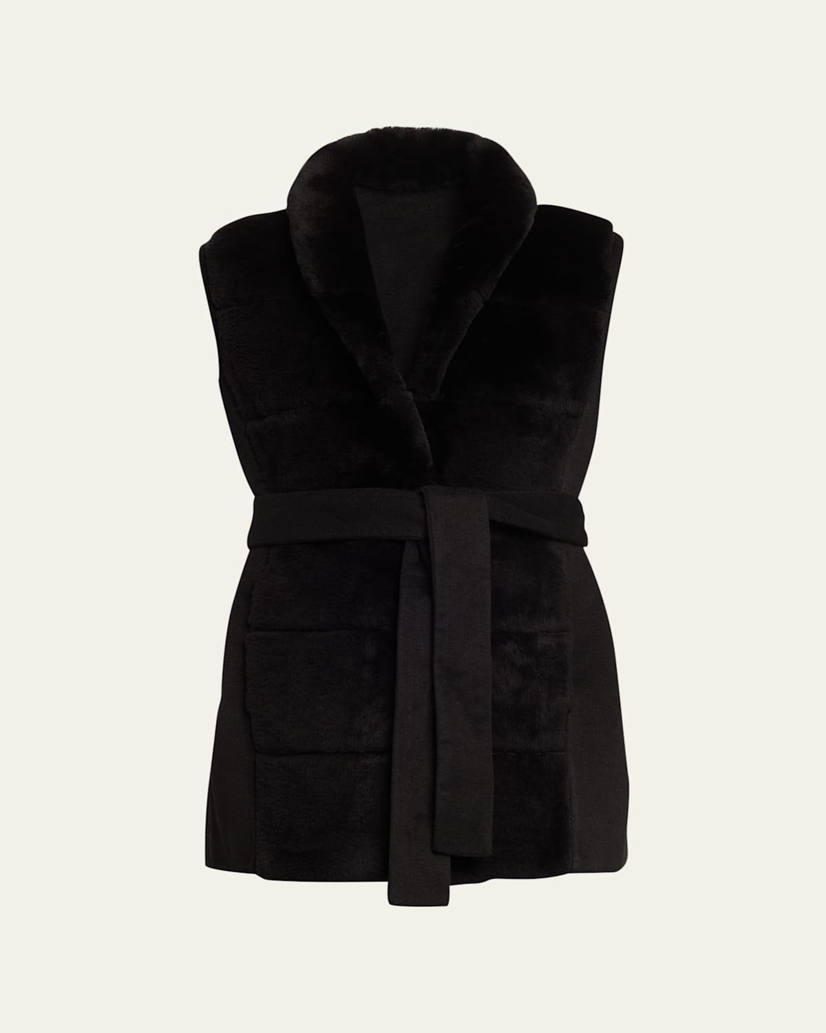 Reversible Shearling Vest with Belt