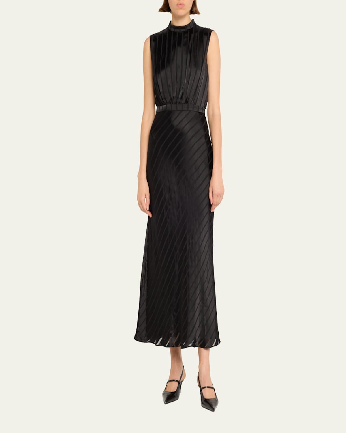 Fleur F Silk Jacquard Sleeveless Midi Dress