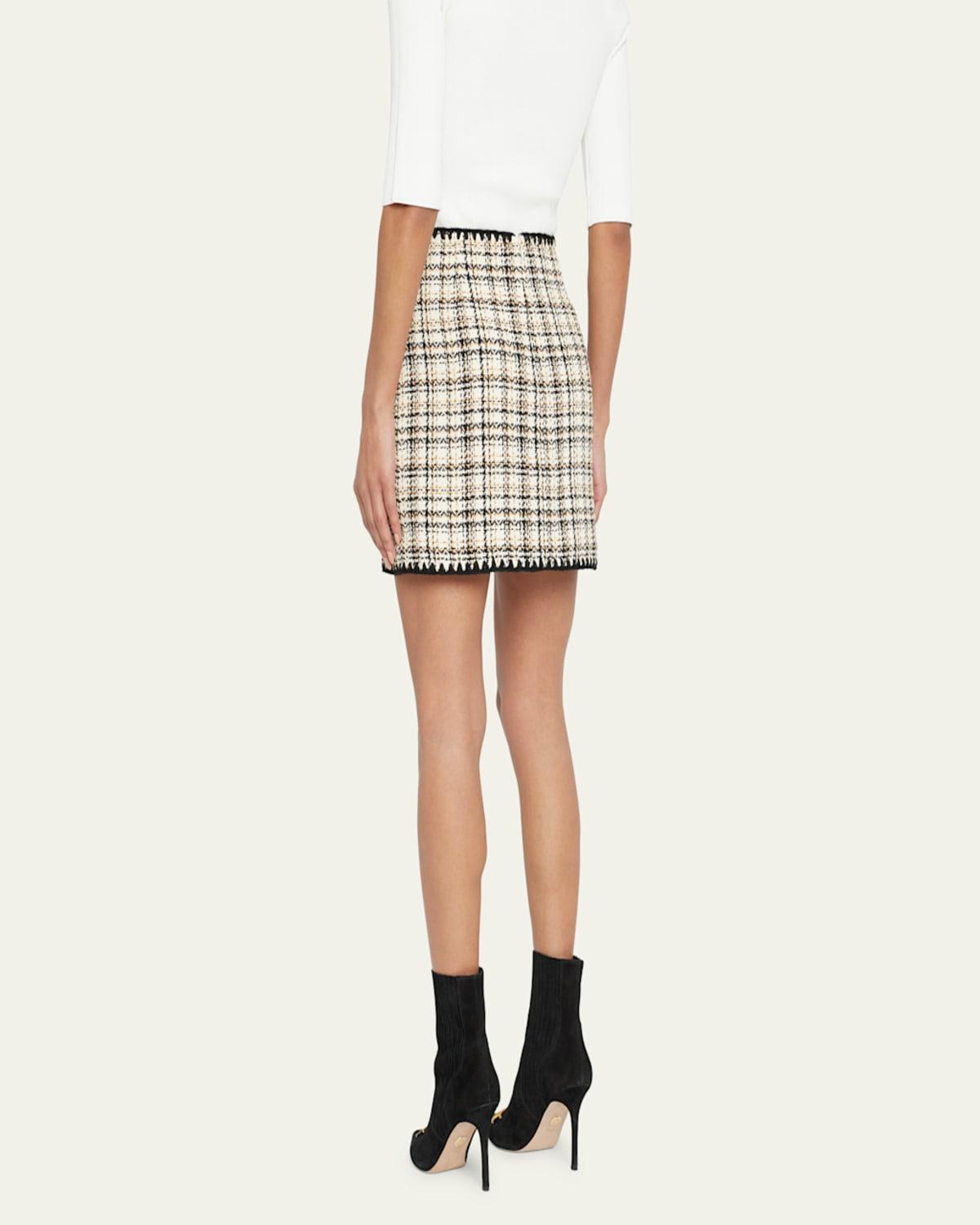 Ohemia Tweed Crochet-Trim Mini Skirt