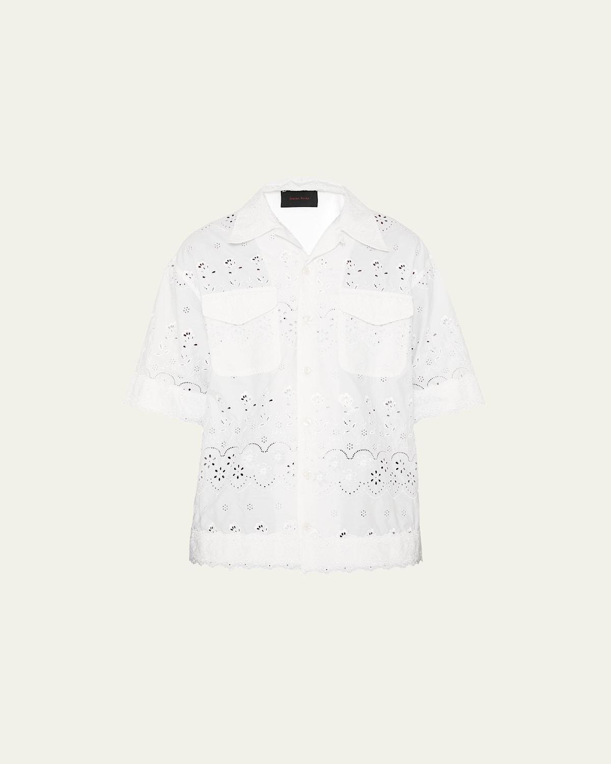 Men's Broderie Anglaise Relaxed Camp Shirt