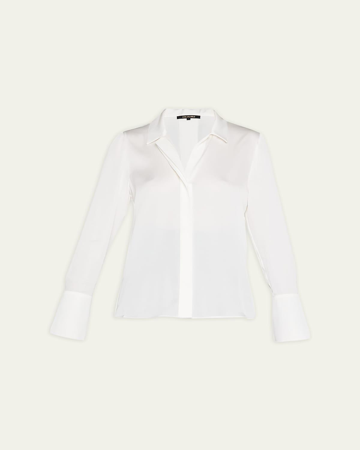 Liv Split-Cuff Stretch Silk Blouse