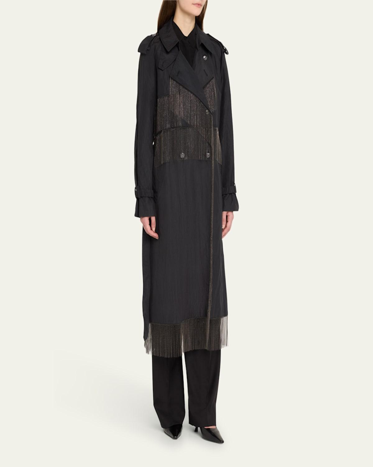 Orly Crinkled Chain Fringe Coat