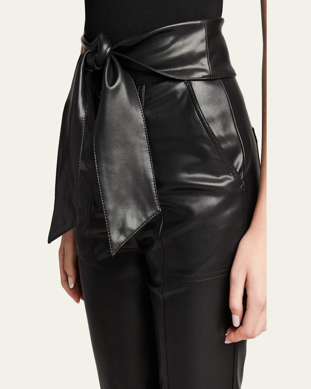 Tessa Vegan-Leather Tie-Waist Pants