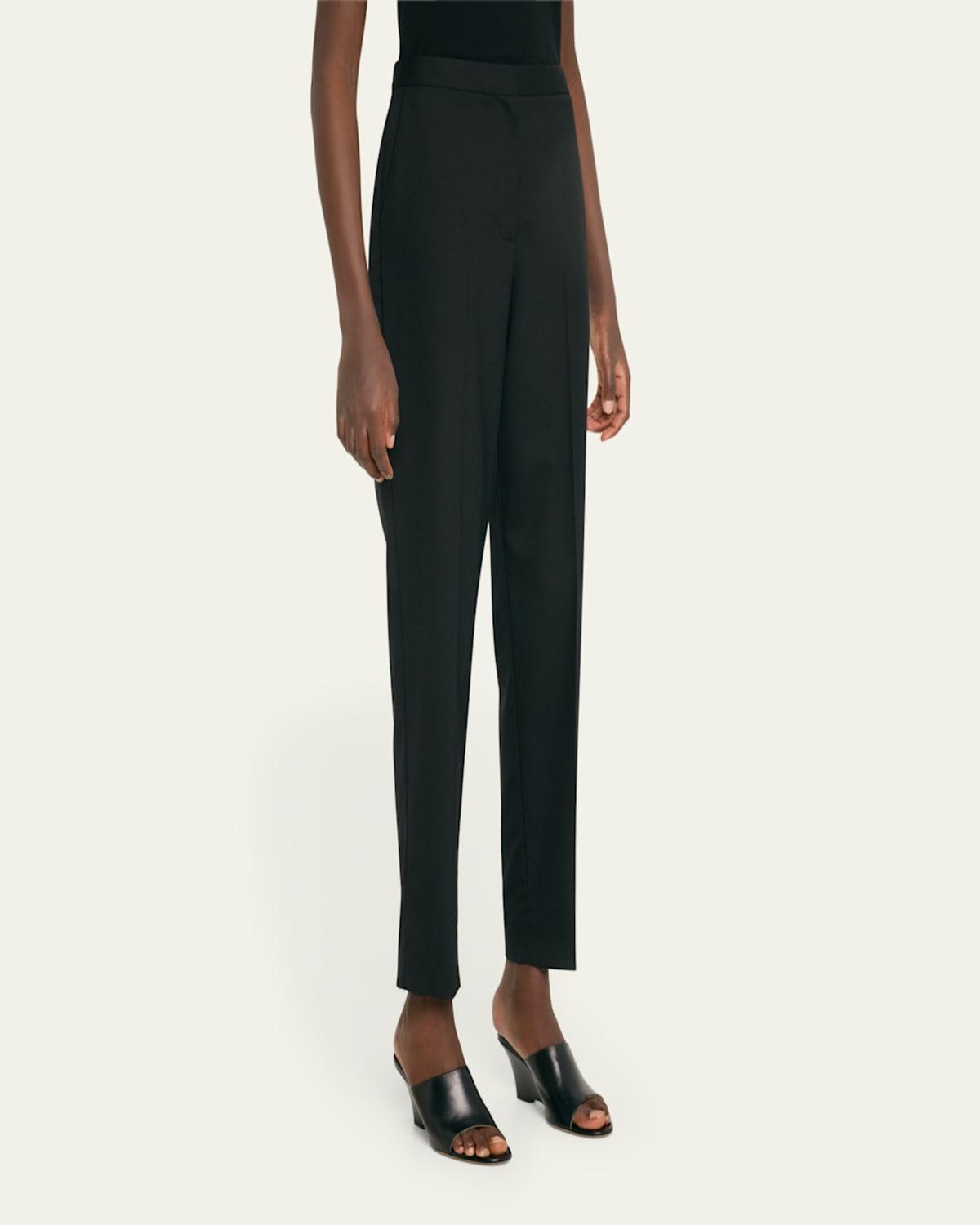 High-Rise Slim-Leg Ankle Tailored Crepe Pants