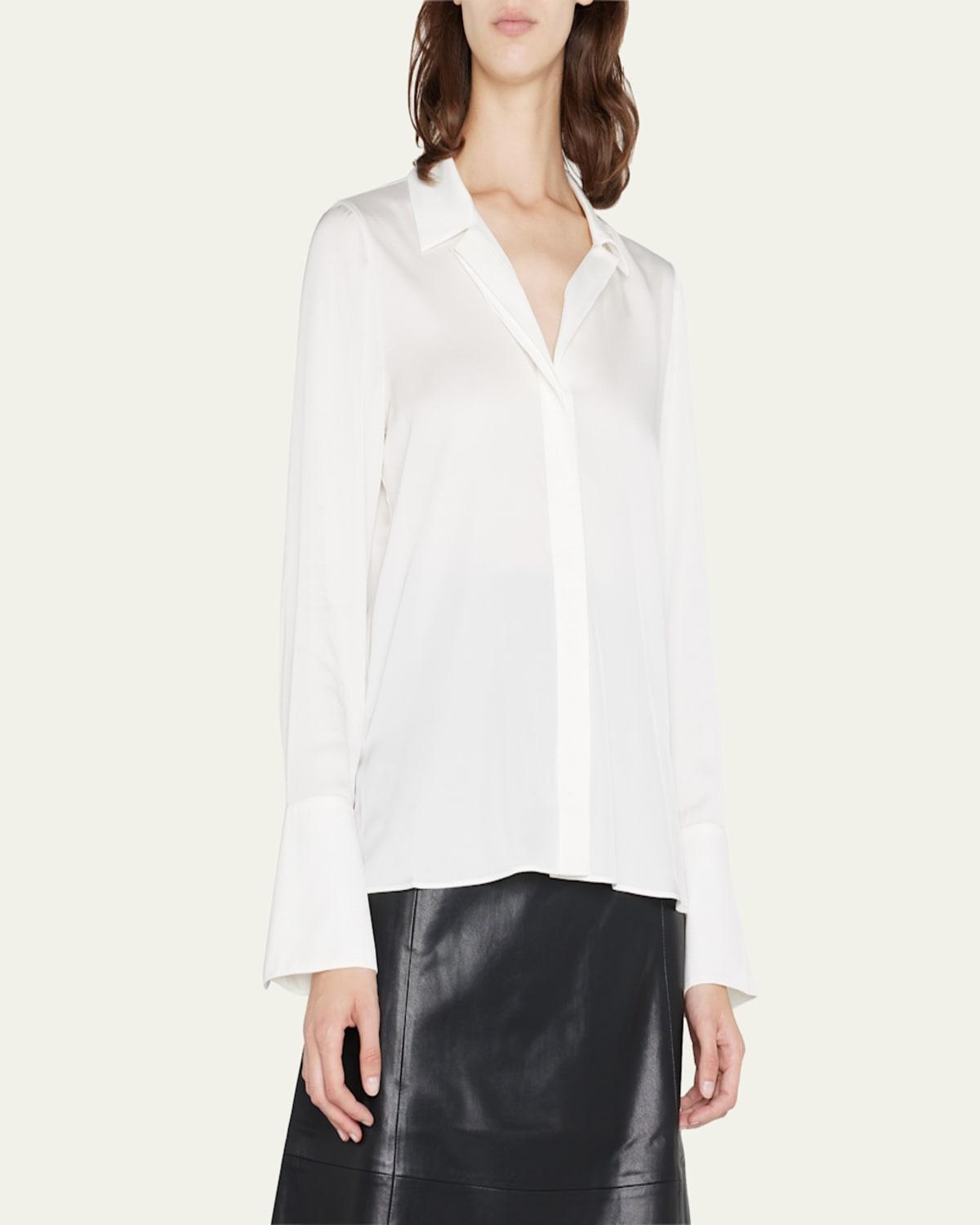 Liv Split-Cuff Stretch Silk Blouse