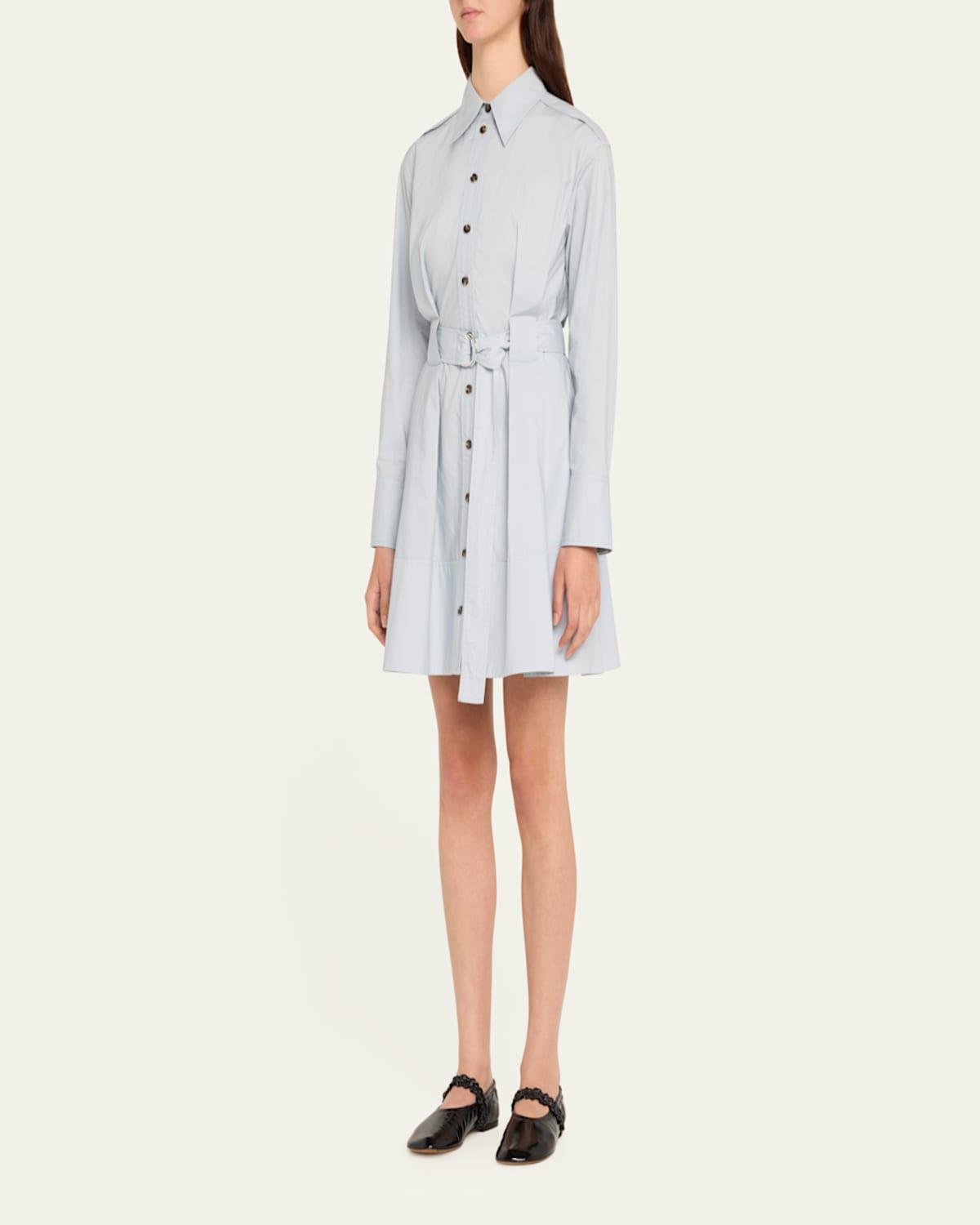 Viola Button Down Poplin Belted Mini Dress