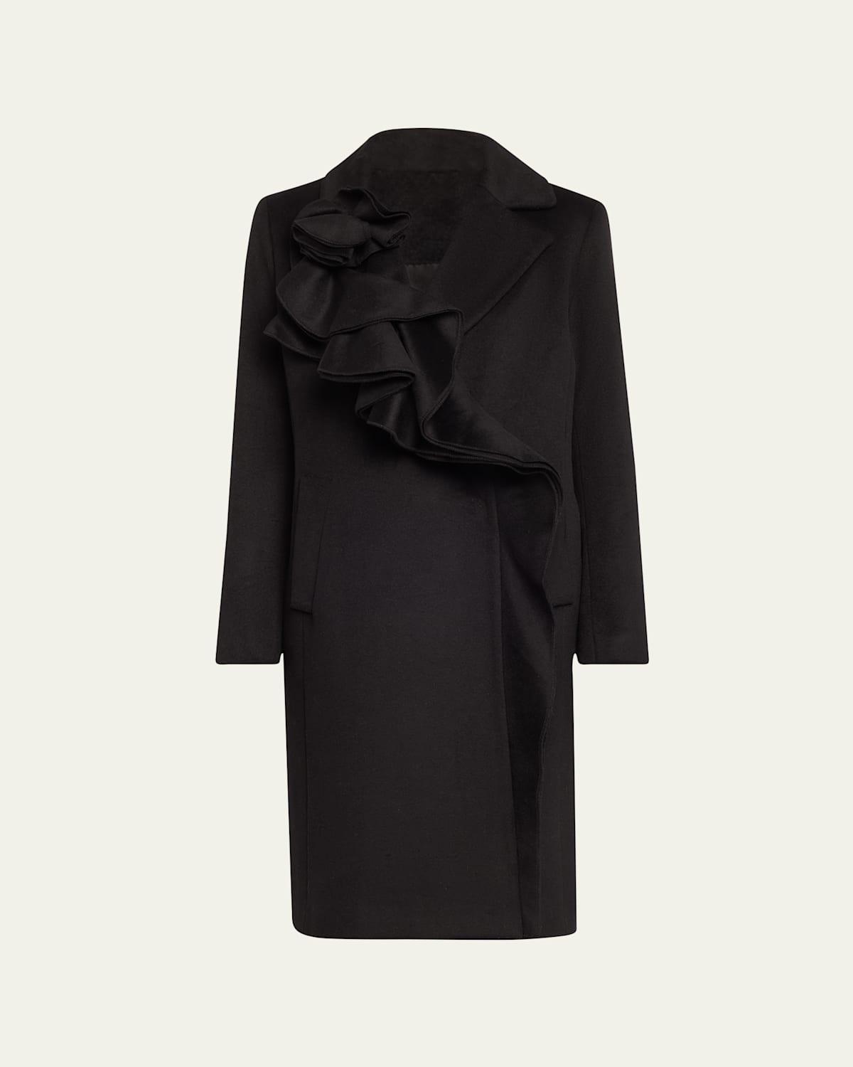 Alora Ruffle Brushed Wool Coat