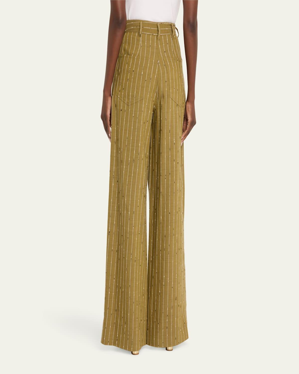 Sylvie Wide-Leg Pinstripe Pants