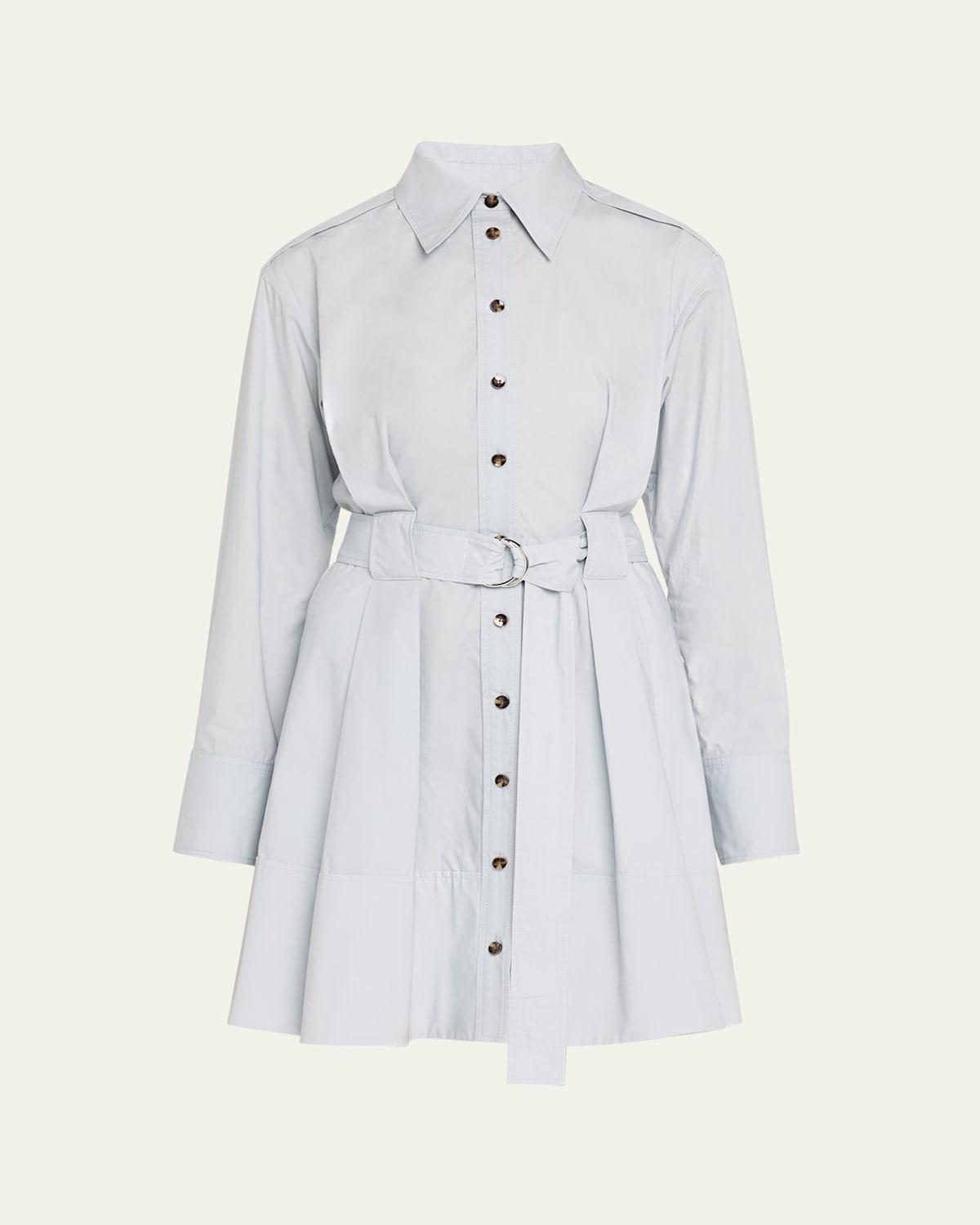 Viola Button Down Poplin Belted Mini Dress