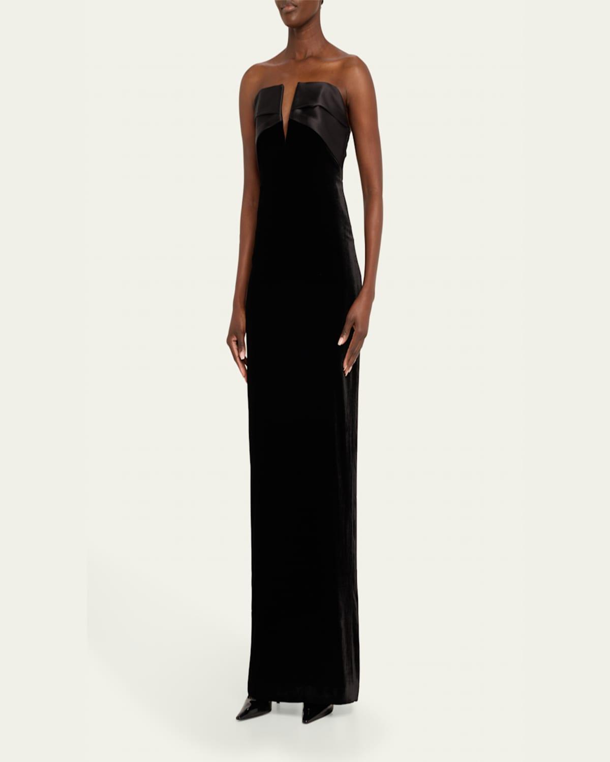 Strapless Velvet Column Gown