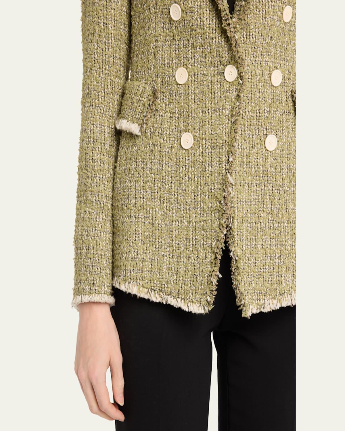 Double-Breasted Illusion Tweed Blazer Jacket