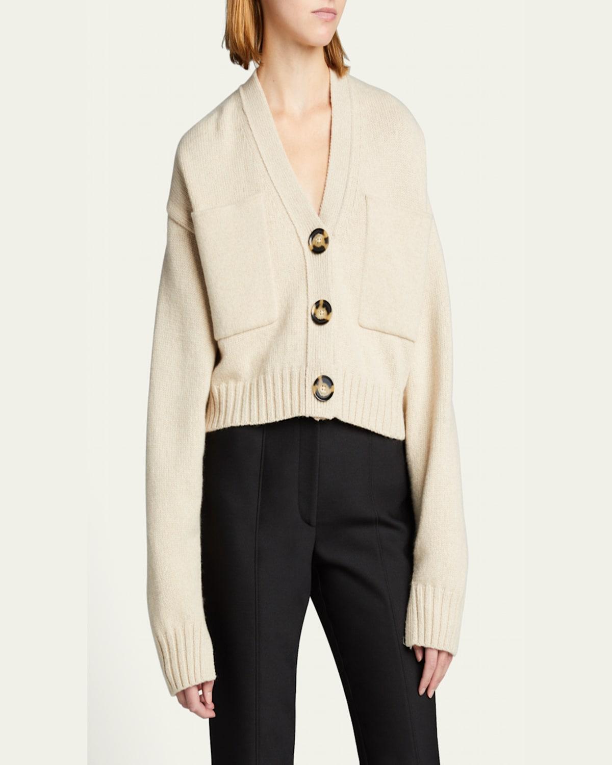 Solid Cropped Cashmere Cardigan