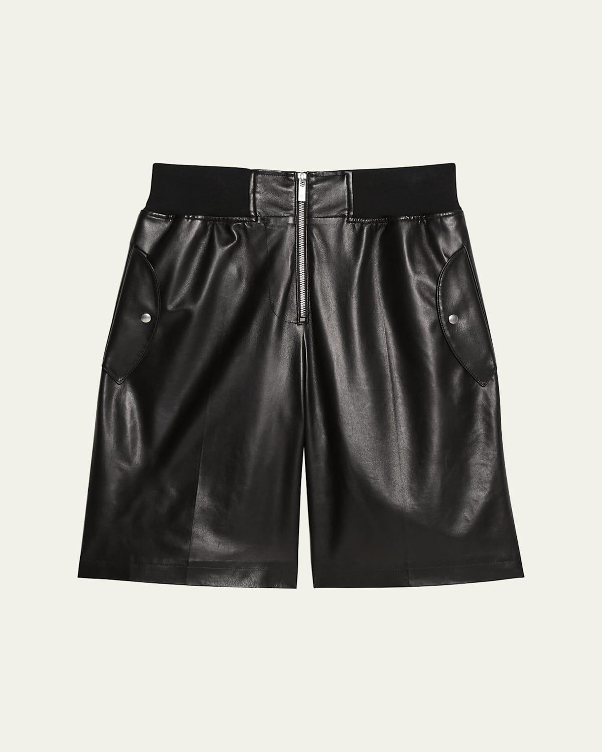 Leather Bomber Shorts