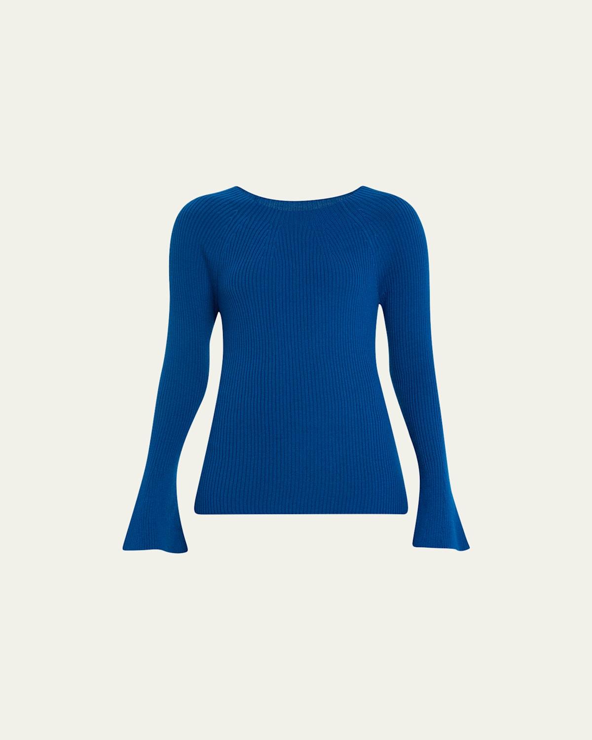 Mercer Flare-Sleeve Ribbed Wool Sweater