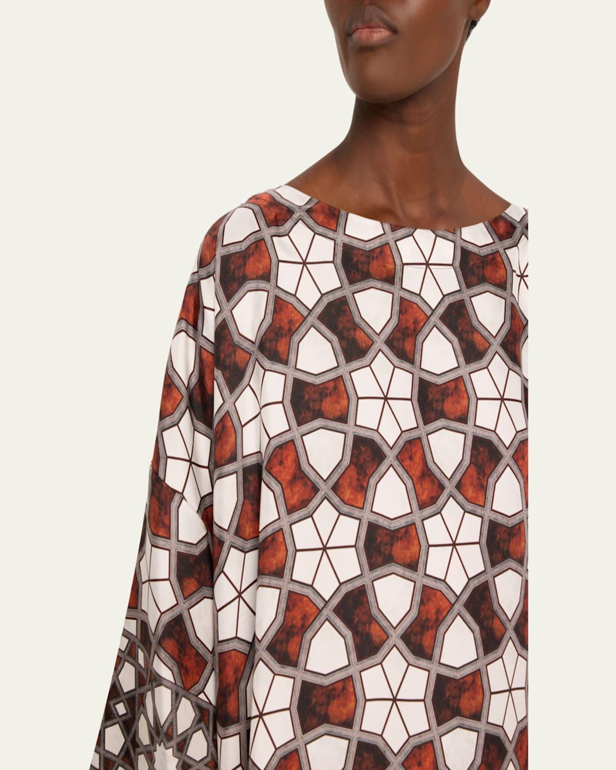 Printed Wide Bateau Neck Top (Mid Plus Length)