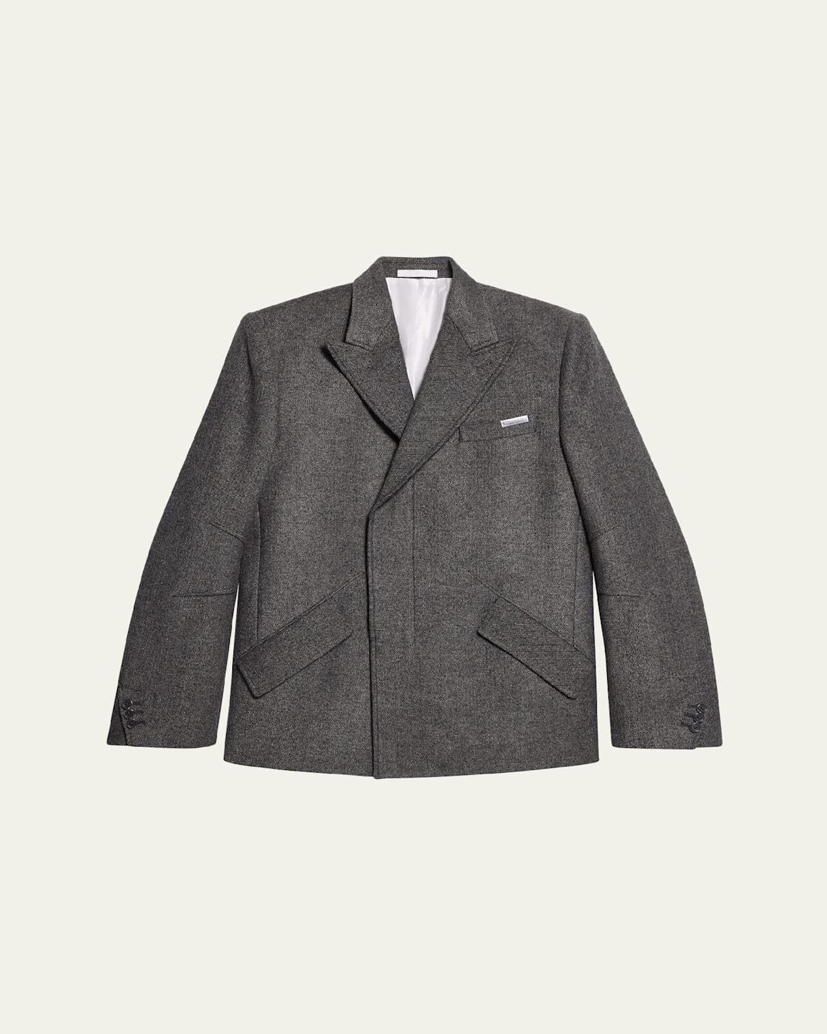 Men’s Melange Wool Asymmetric Blazer