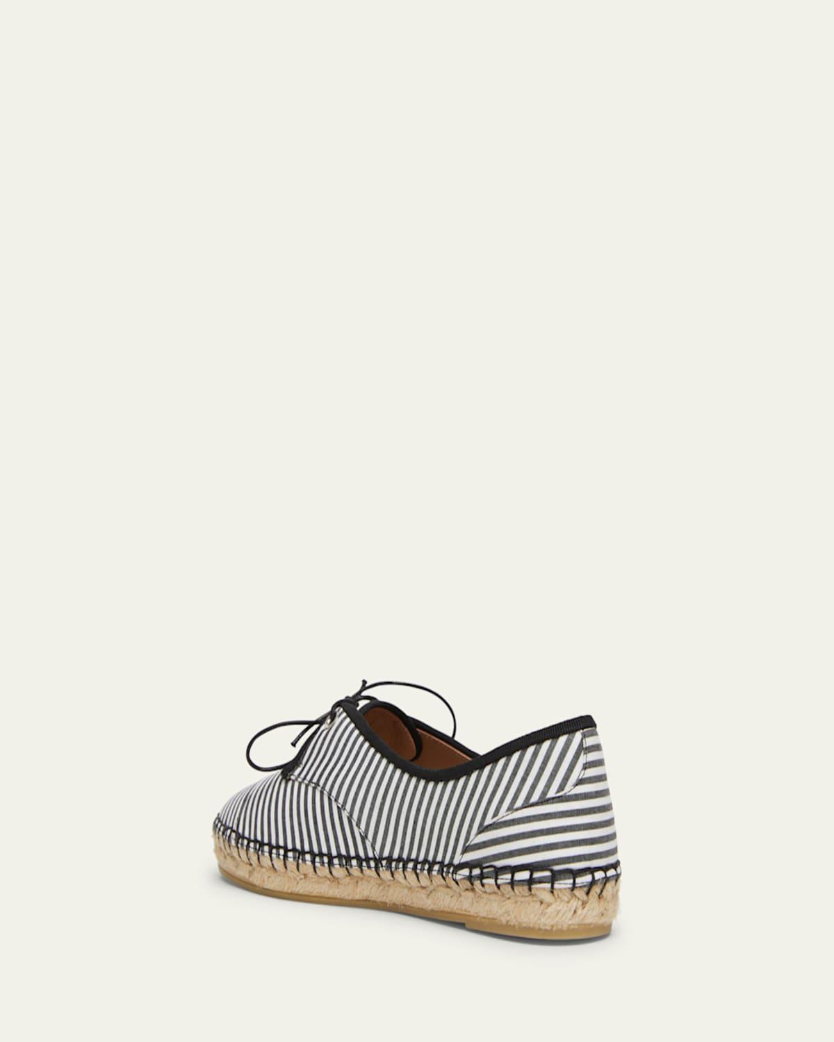 x Tabitha Simmons Tyler Striped Cotton Lace-Up Espadrilles