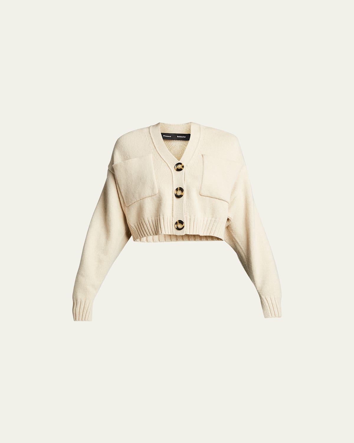 Solid Cropped Cashmere Cardigan