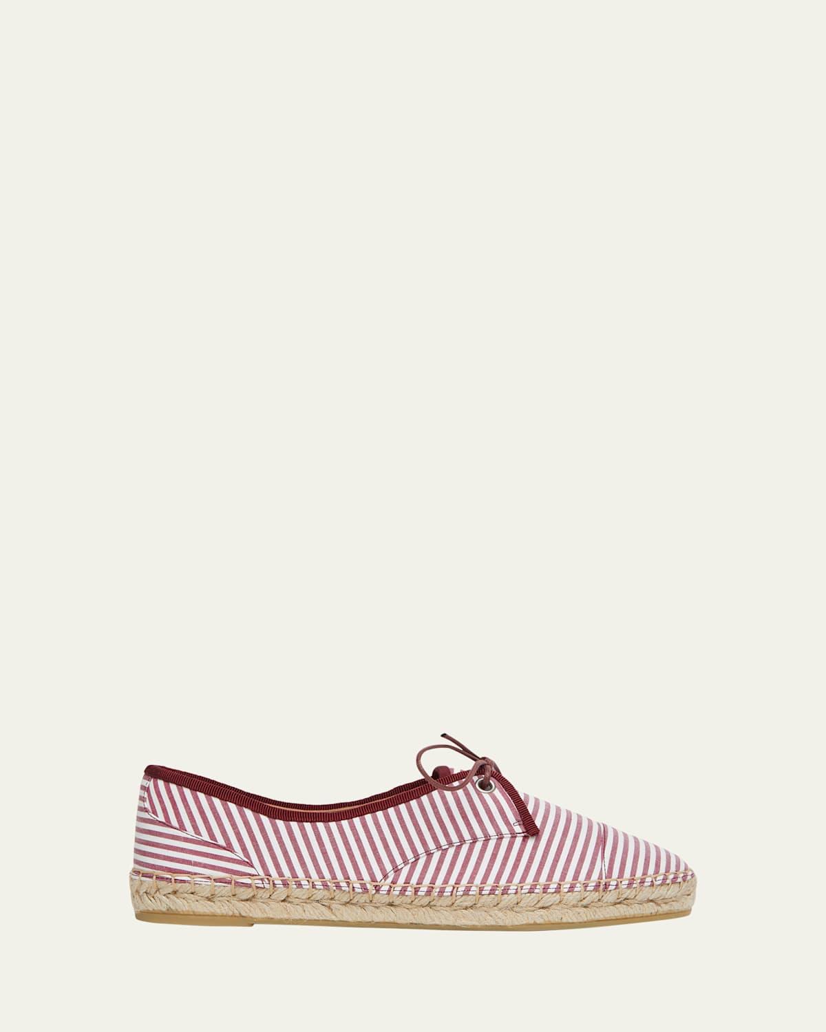 x Tabitha Simmons Tyler Striped Cotton Lace-Up Espadrilles