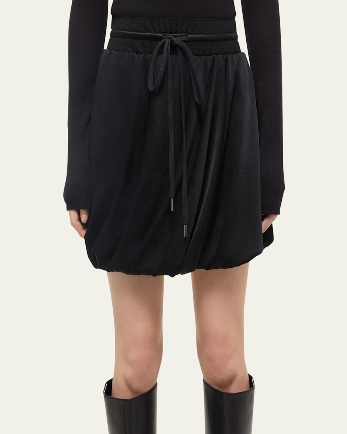 Drawstring Bubble Mini Skirt