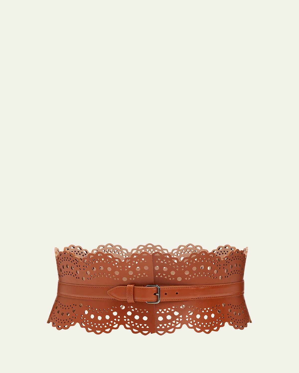 Openwork Wide Leather Vienne Corset Belt