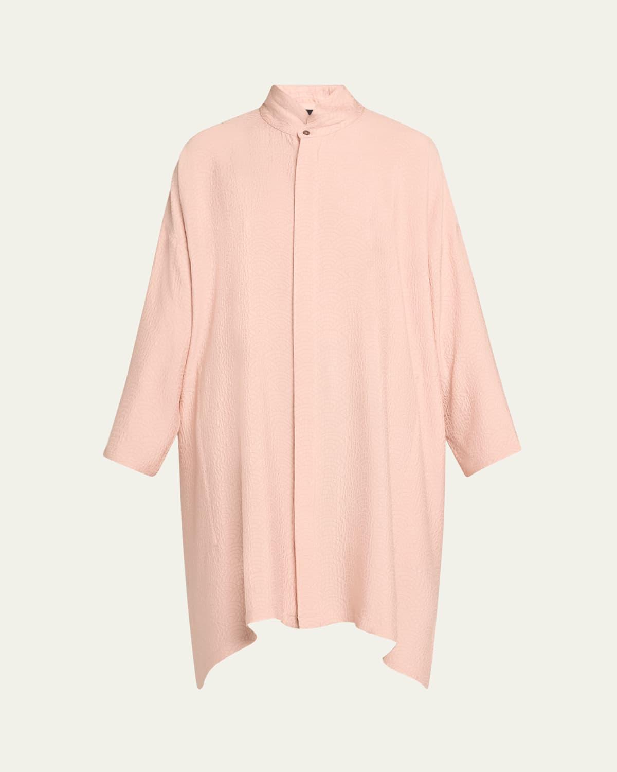 Wide A-Line Double Stand Collar Shirt (Very Long Length)