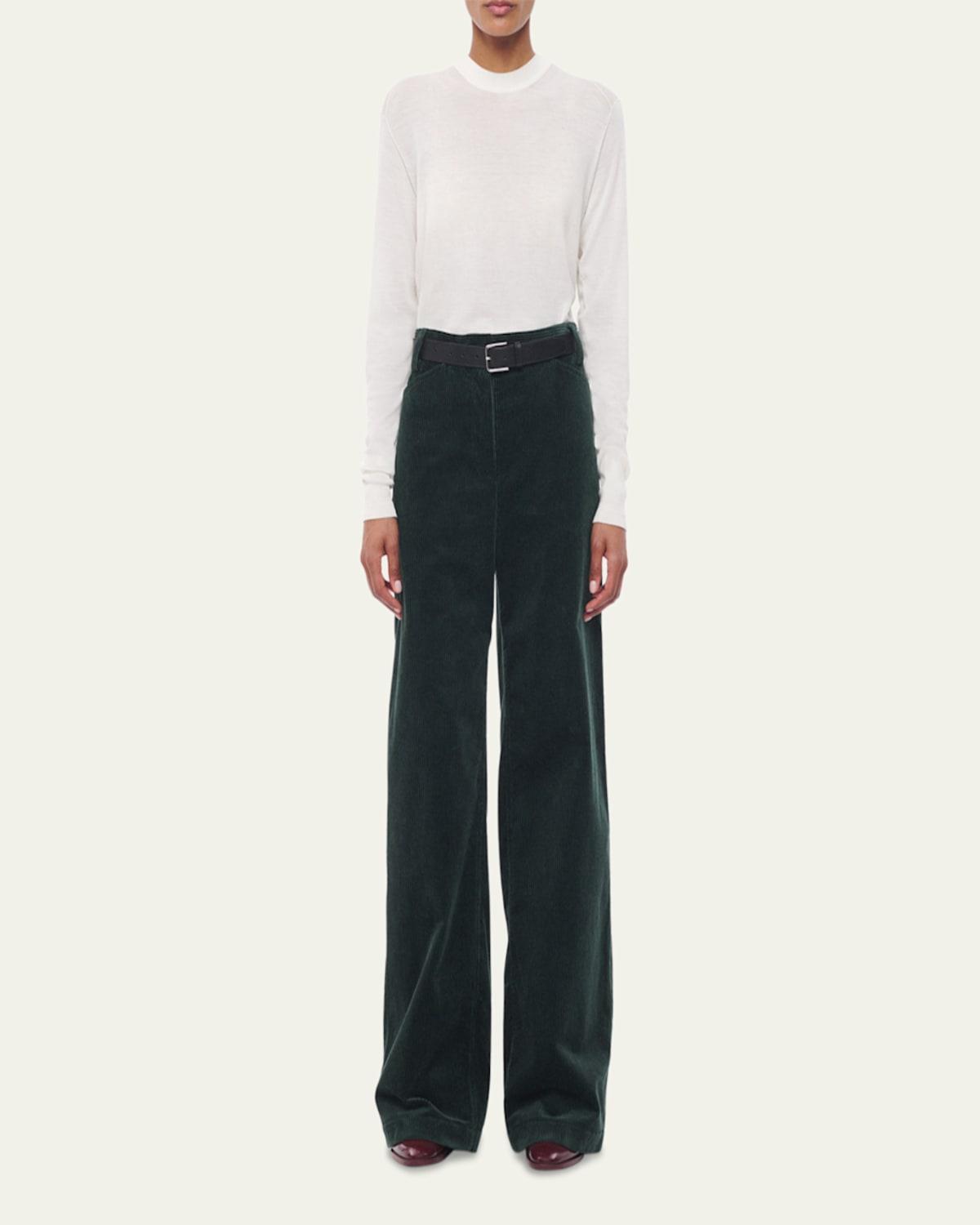 Patch Pocket Corduroy Wide Leg Pants