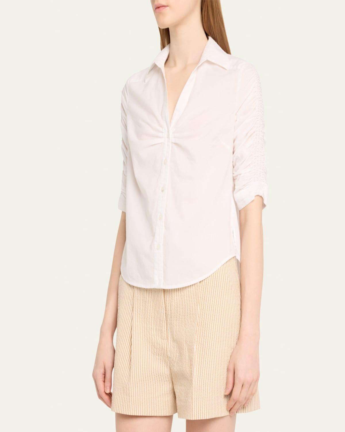 Porta Ruched Button-Front Shirt