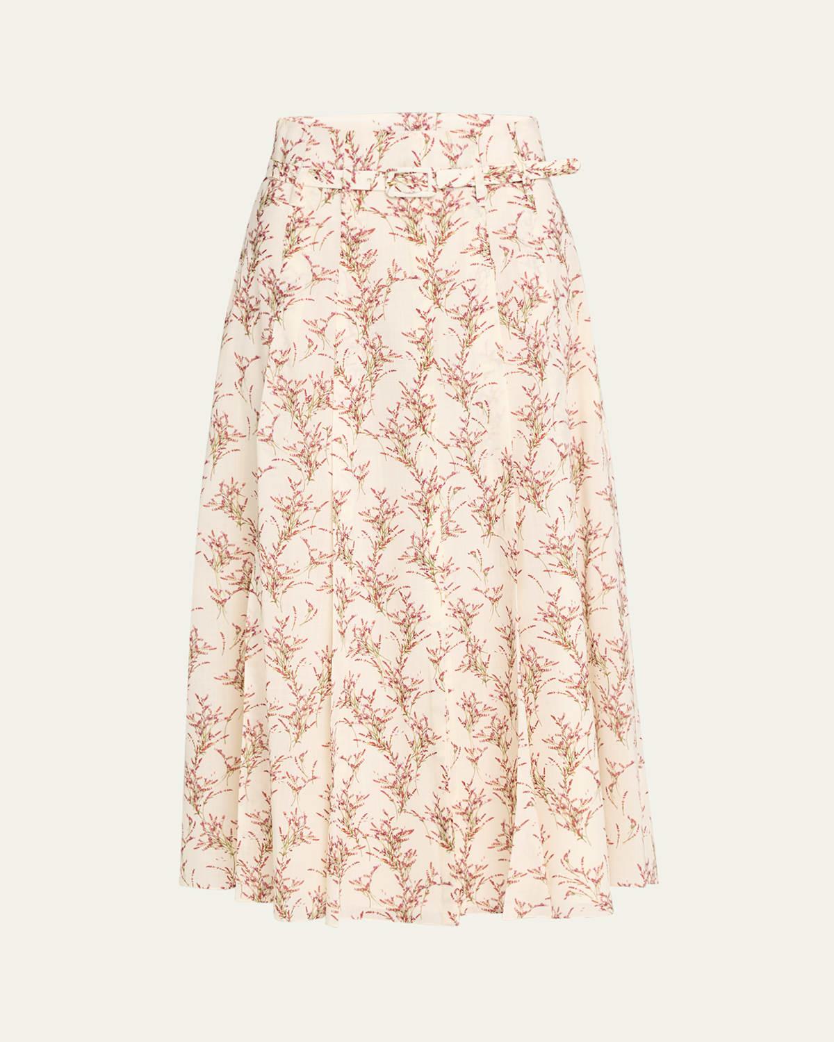 Dugald Bouquet-Print Pleated A-Line Maxi Skirt