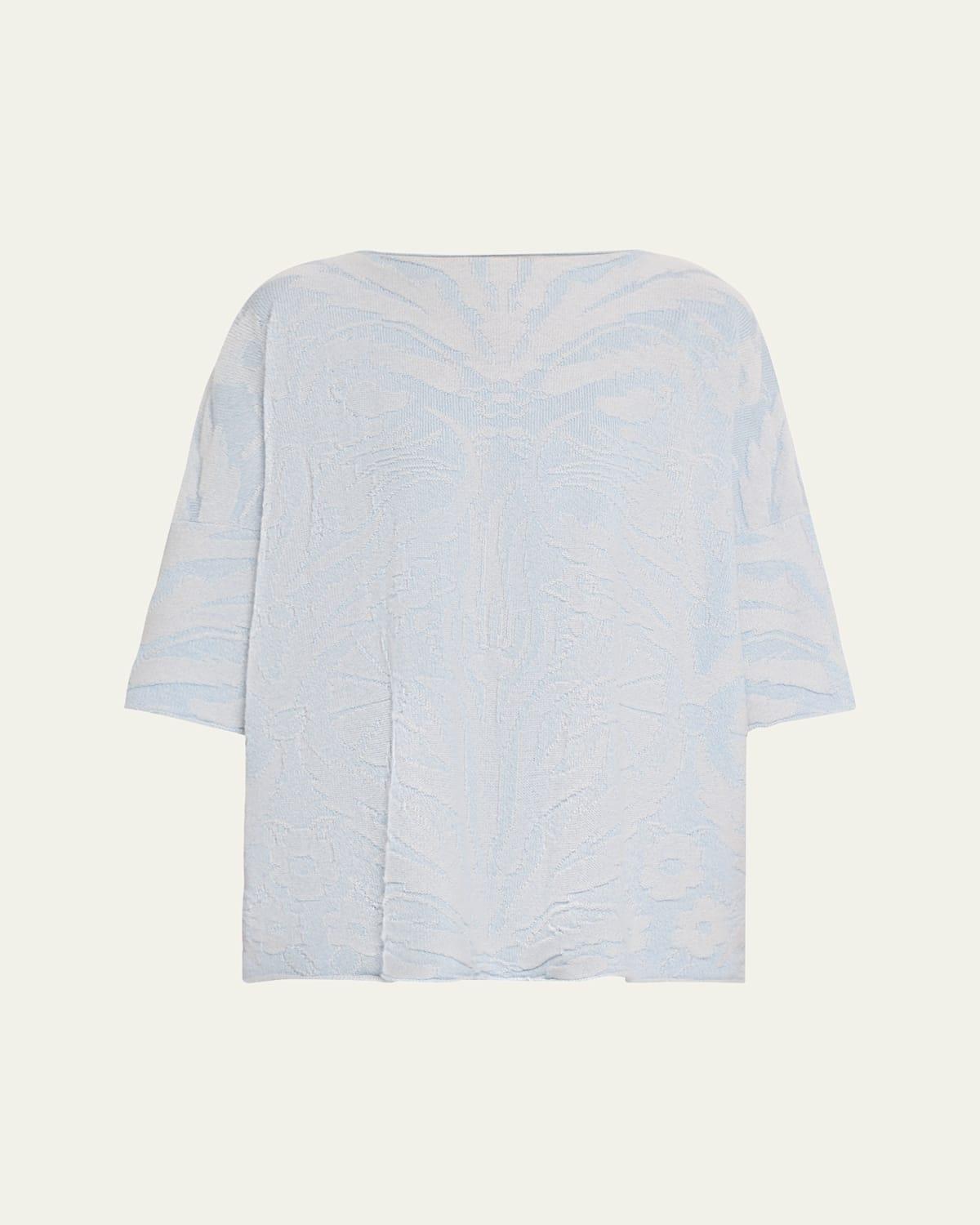 Square 3/4 Sleeve Cashmere Top (Long Length)