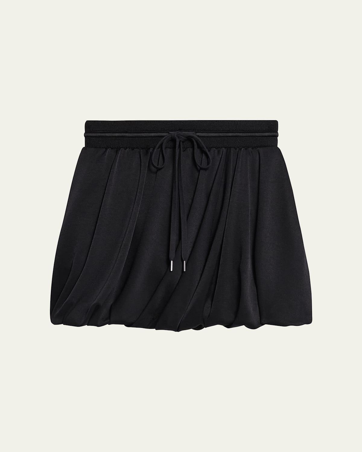 Drawstring Bubble Mini Skirt