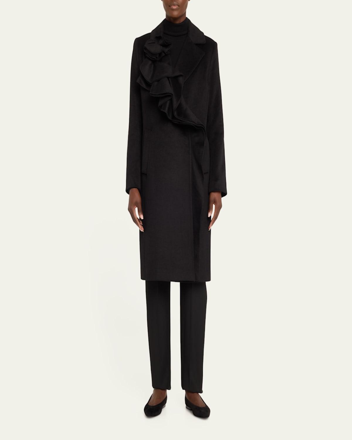 Alora Ruffle Brushed Wool Coat