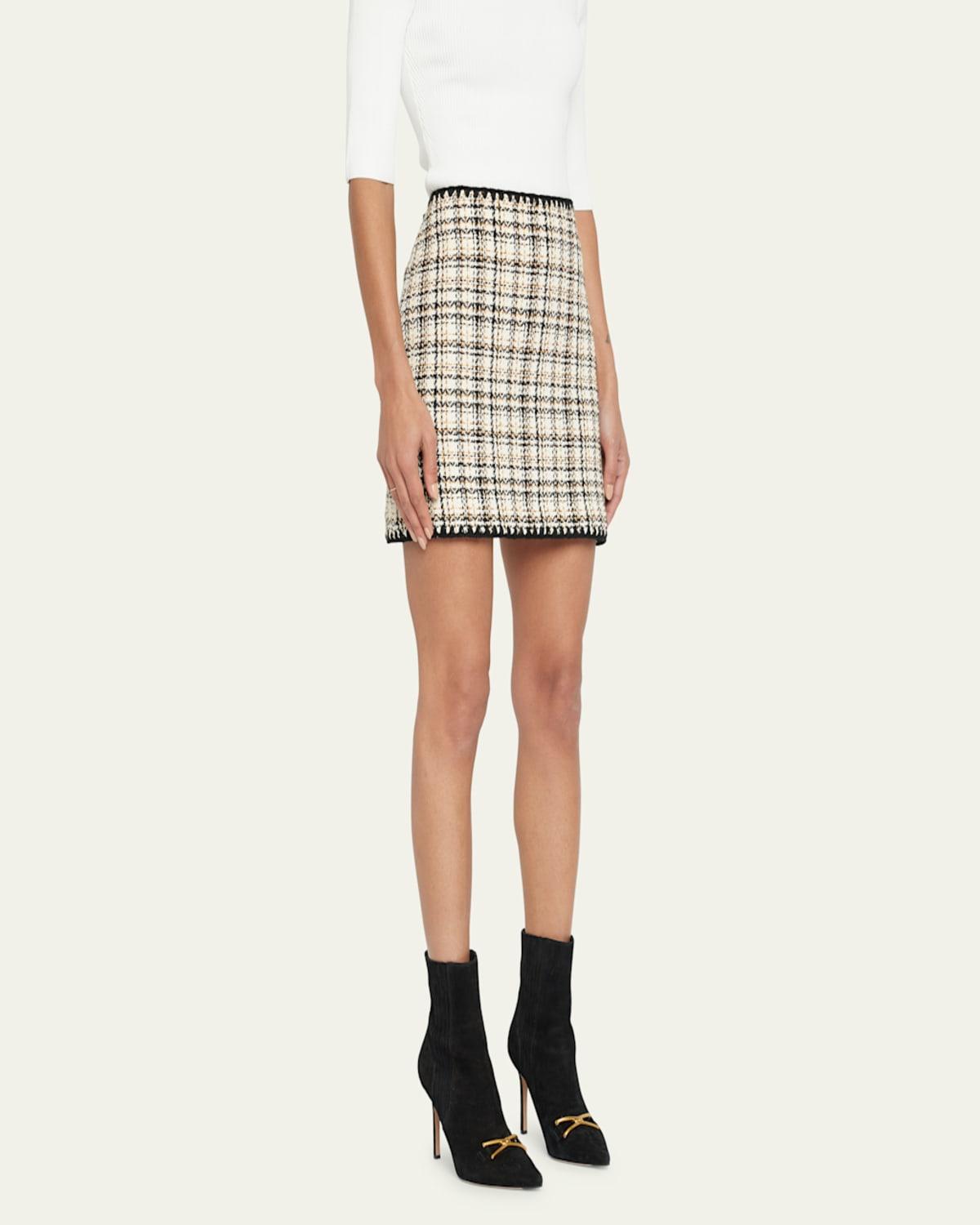 Ohemia Tweed Crochet-Trim Mini Skirt