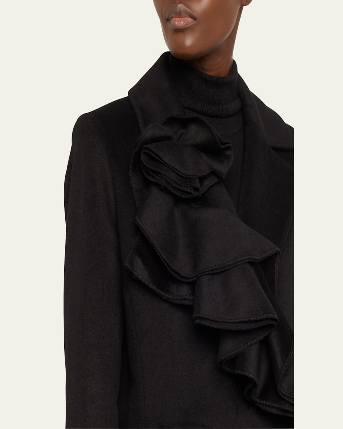 Alora Ruffle Brushed Wool Coat