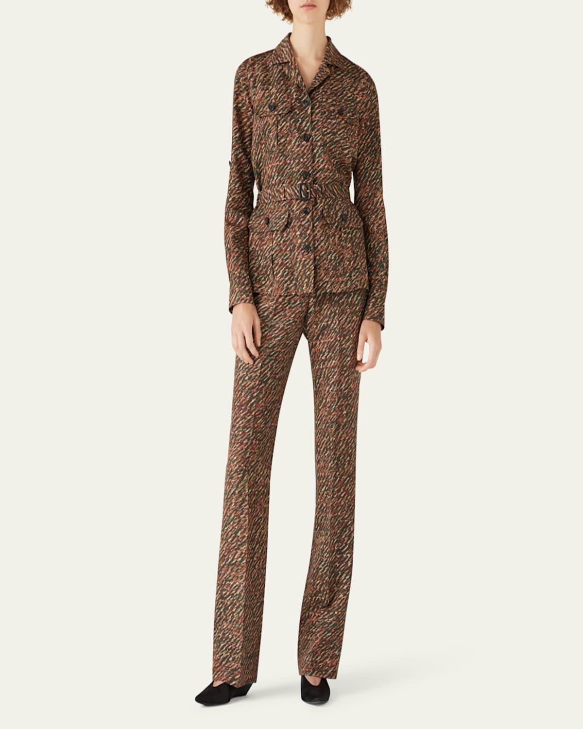 Deanna Belted Andre-Print Shirt Jacket