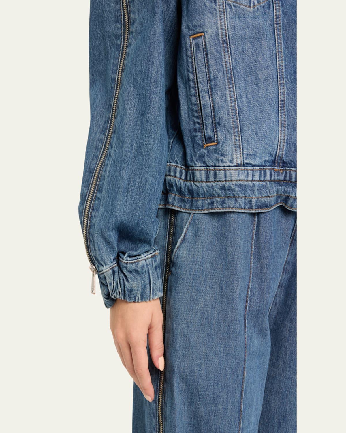 Amie Zip-Sleeve Denim Jacket