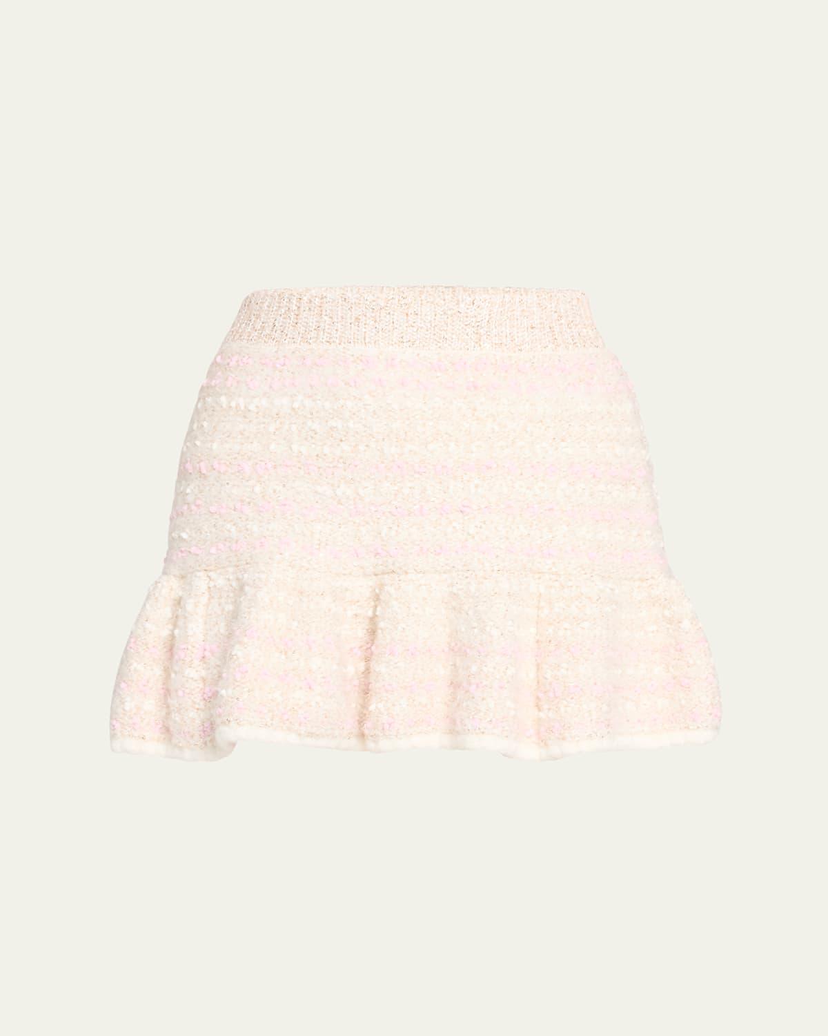 Velman Curled Knit Flounce Mini Skirt