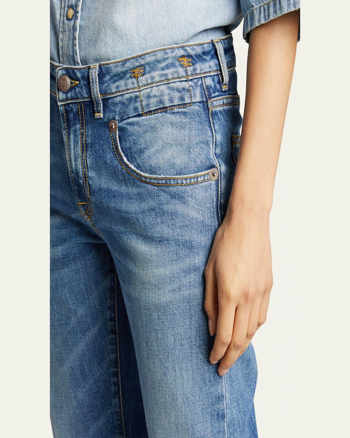 Boy Straight Cropped Jeans w/ Ripped Hem