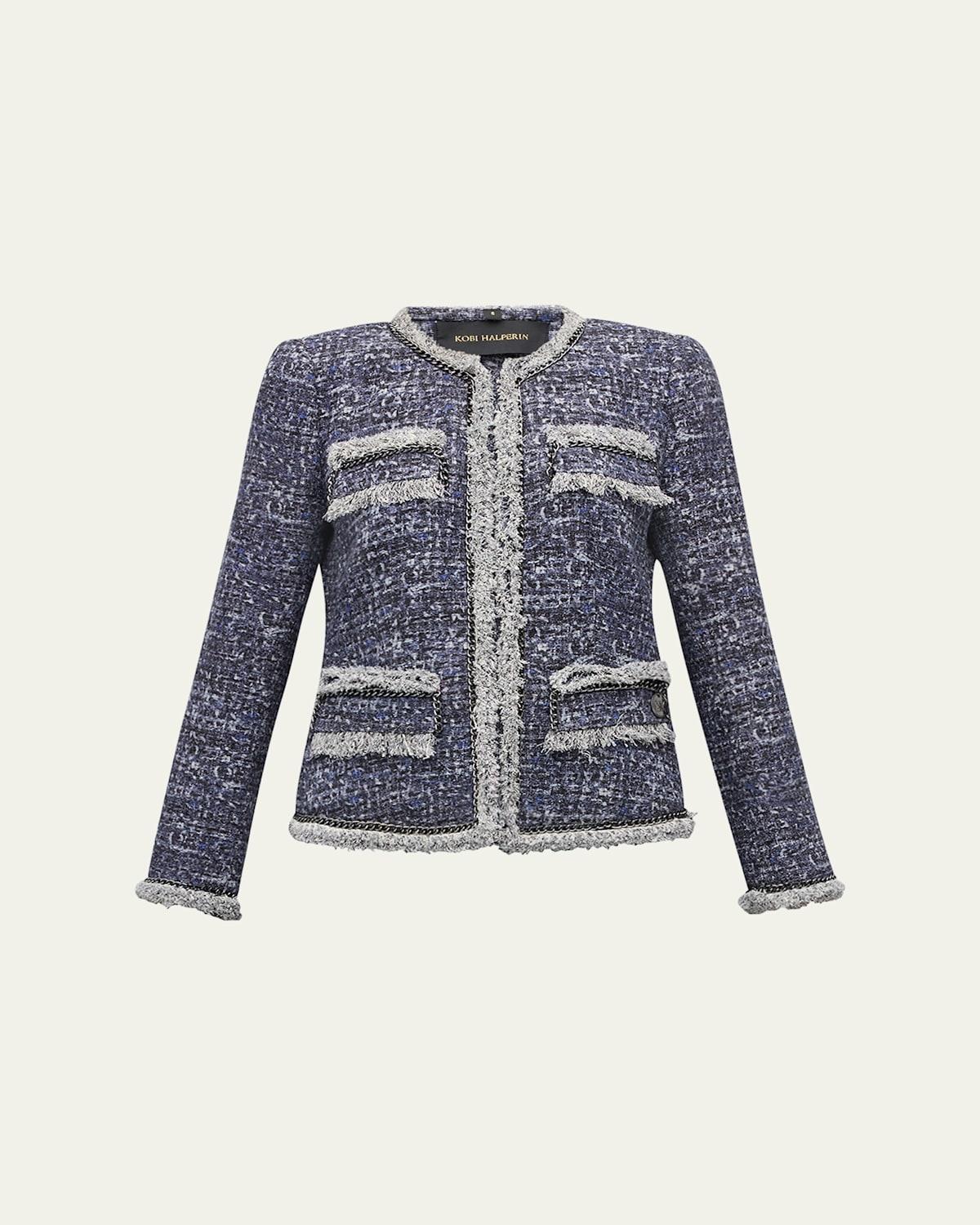 Keaton Chain-Trim Fringed Tweed Jacket