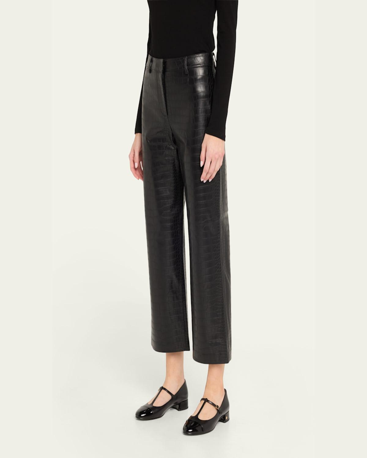 Bronte Cropped Crocodile Vegan Leather Pants