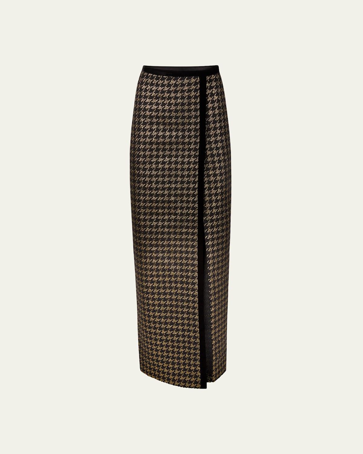 Long Houndstooth Column Skirt