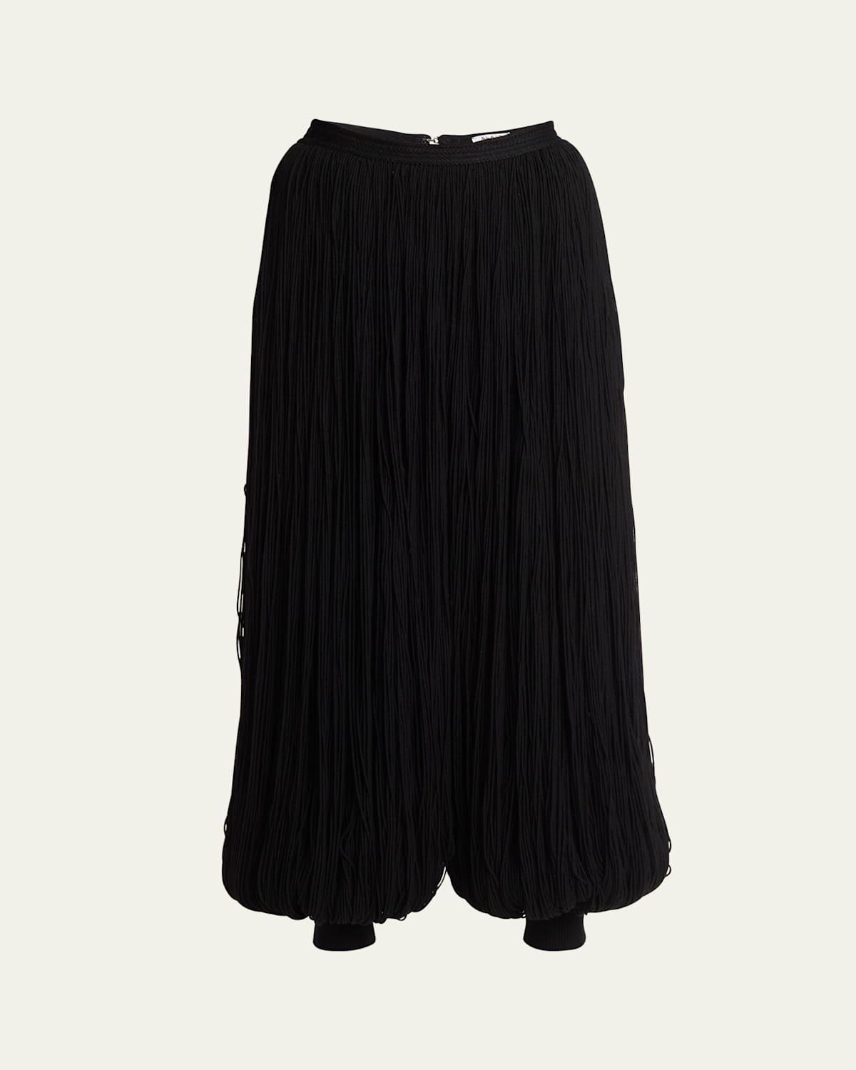 Wide Harem Fringe Wool Pants