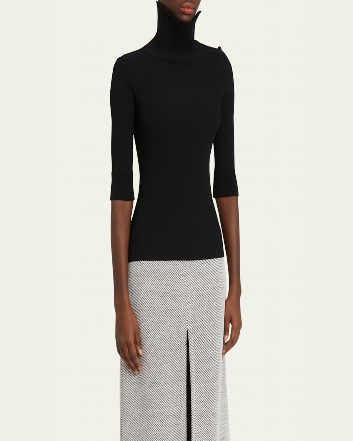 Daxton Rib-Knit Turtleneck Top