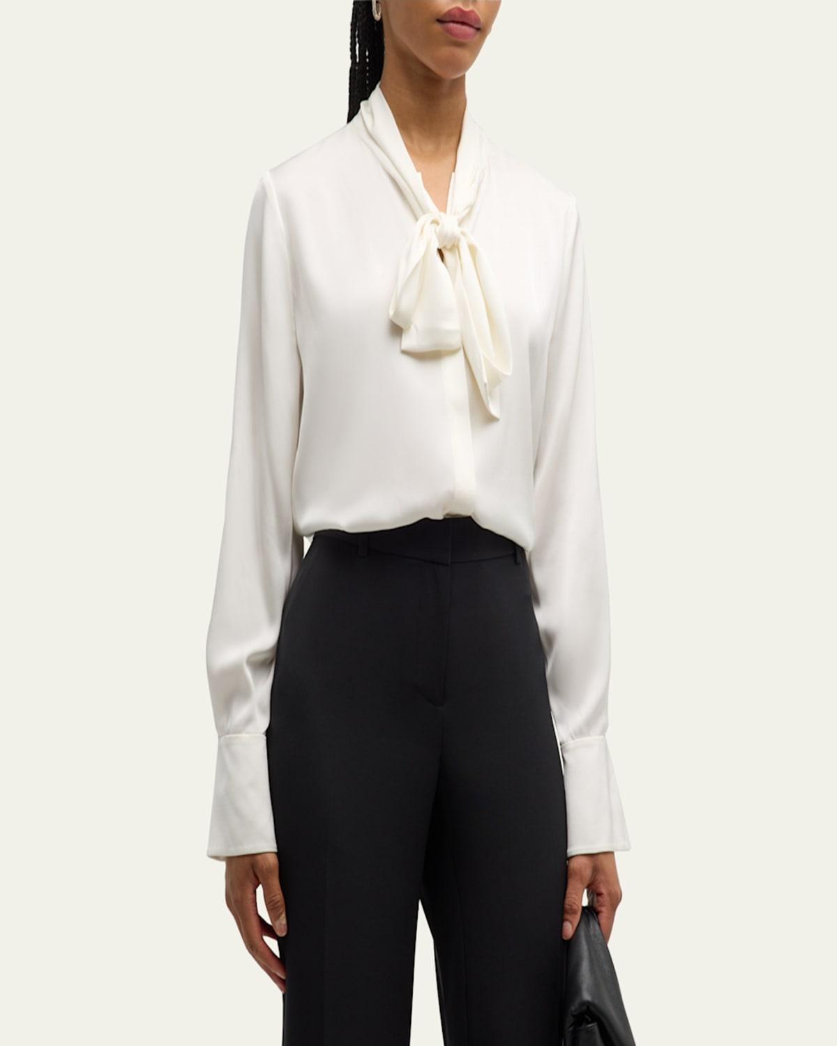 Leni Tie-Neck Button-Down Blouse