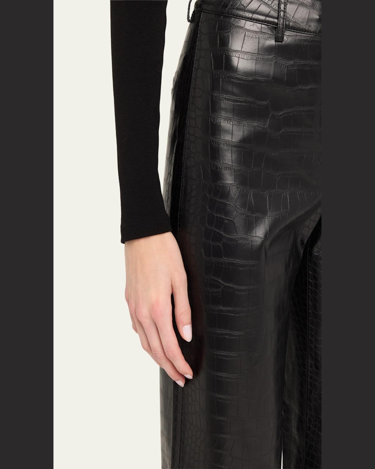 Bronte Cropped Crocodile Vegan Leather Pants