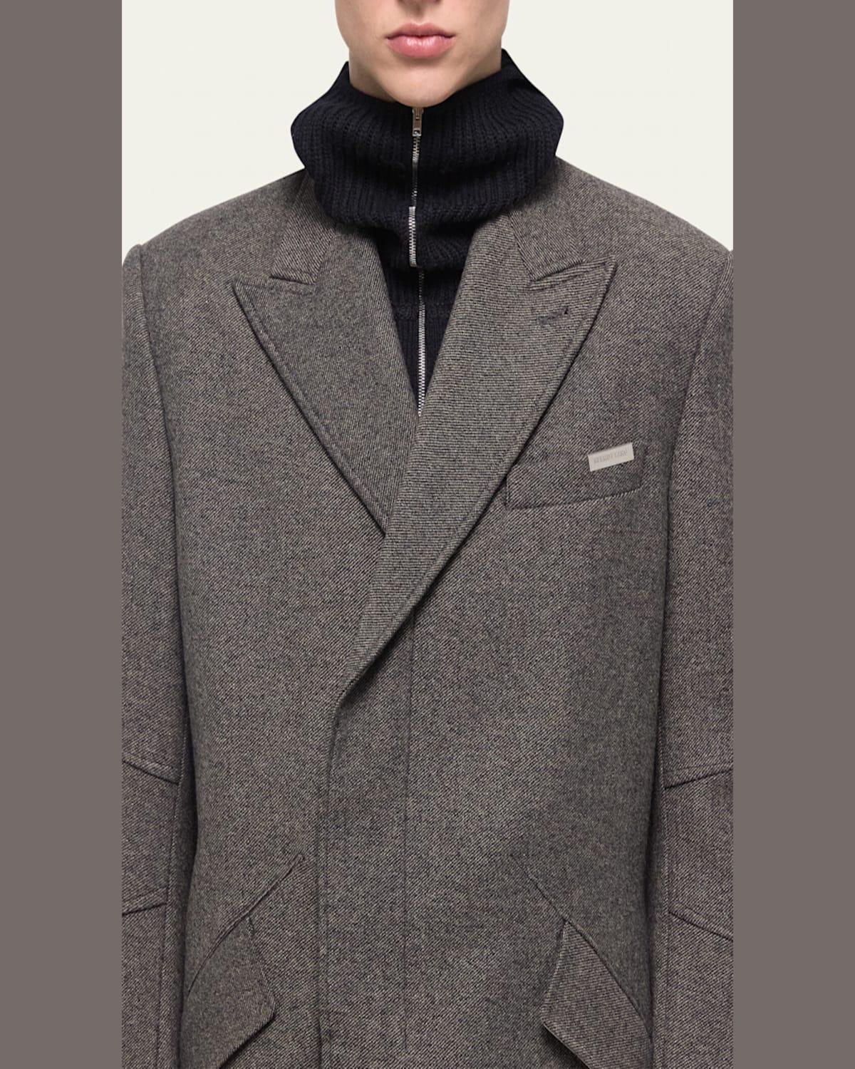 Men’s Melange Wool Asymmetric Blazer